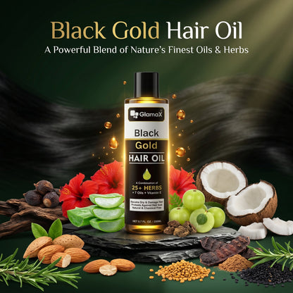 Black Gold Hair Oil With  30+ Herbs , 7 Premium Oils And Vitamin E