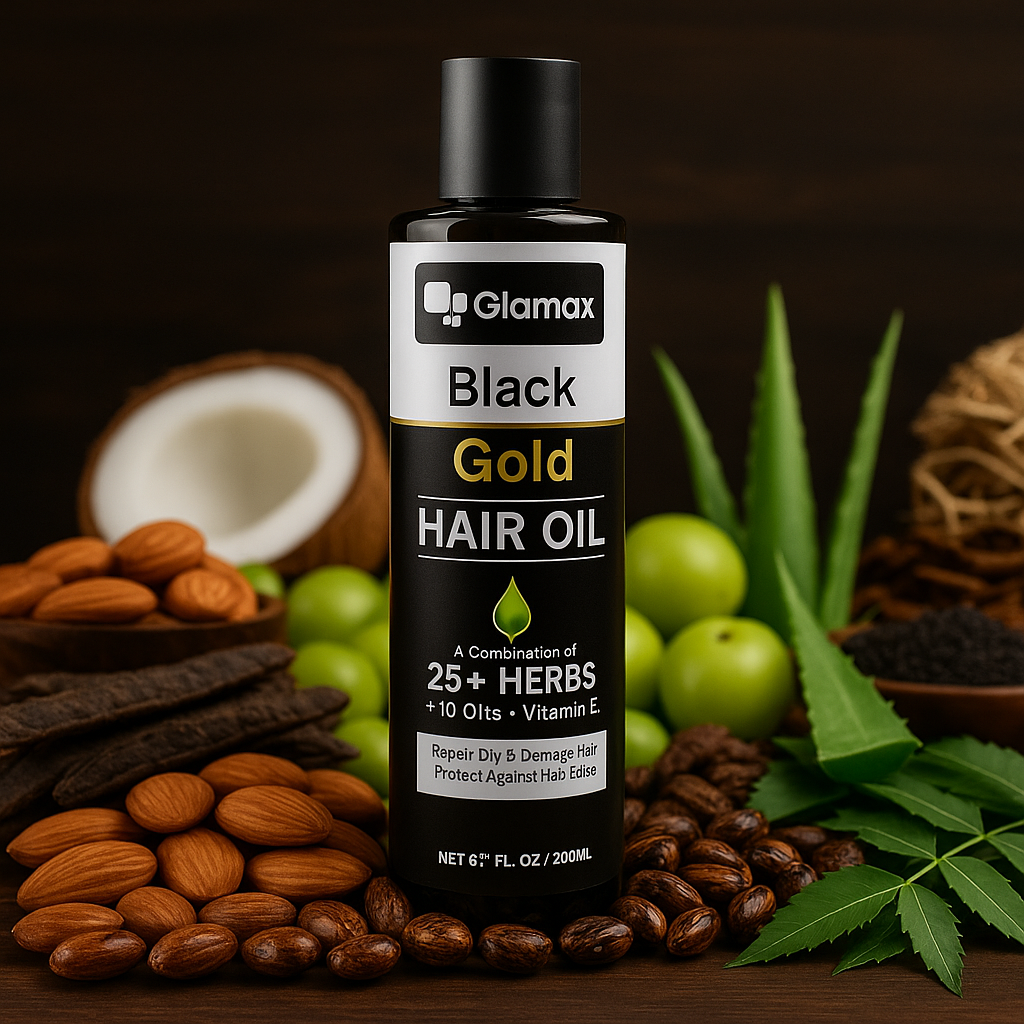 Black Gold Hair Oil With  30+ Herbs , 7 Premium Oils And Vitamin E